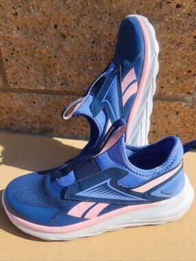 Reebok Blue and Pink Kids Slip-On Athletic Sneakers Lightweight